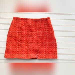 Zara Textured Bright Orange Mini Skirt